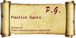 Paulics Gyula névjegykártya